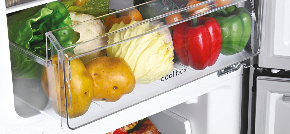 LODÓWKA CANDY CCT3L517ES szuflada owoce warzywa przezroczysta łatwe czyszczenie świeżość