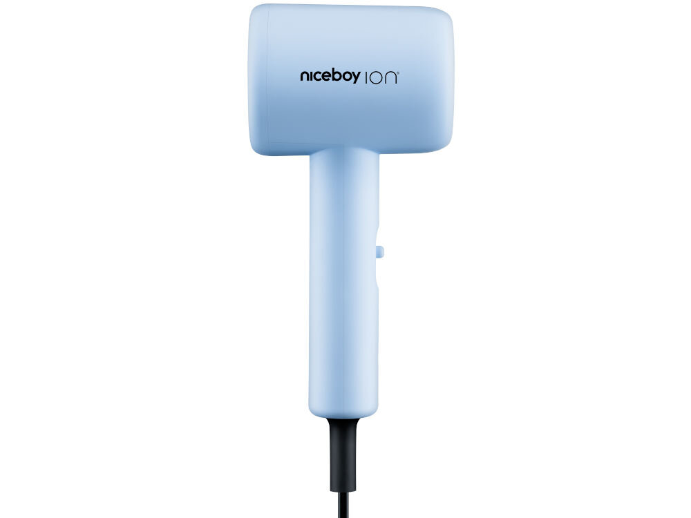 Suszarka NICEBOY Ion AirSonic Pop Niebieski 1400W minimalistyczny design elegancki stylowy kolor konstrukcja praktyczne idealny w podróż ergonomiczny kształt przyjazny w dotyku zwiększony komfort użytkowania
