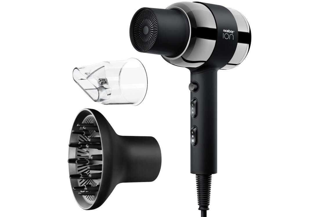 Suszarka NICEBOY Ion AirSonic Pro Czarny 2200W zestaw akcesoria komplet wypoisazenie