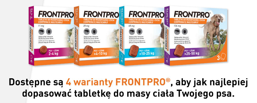 Tabletka przeciw pchłom i kleszczom FRONTPRO L (10 - 25 kg) ochrona skutecznosc