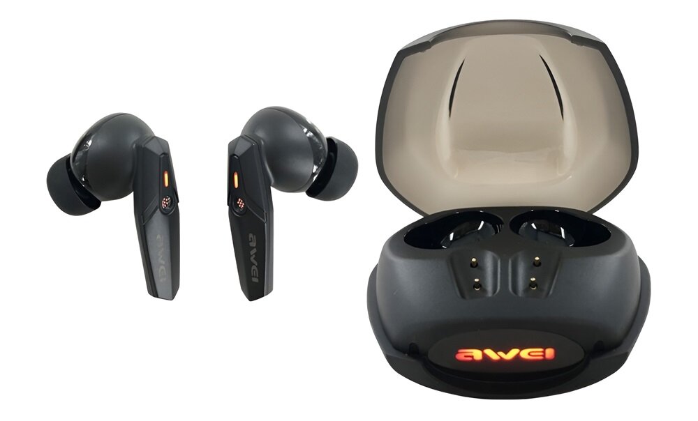 Słuchawki dokanałowe AWEI T25 bluetooth membrana dźwięk etui - sluchawki na bialym tle
