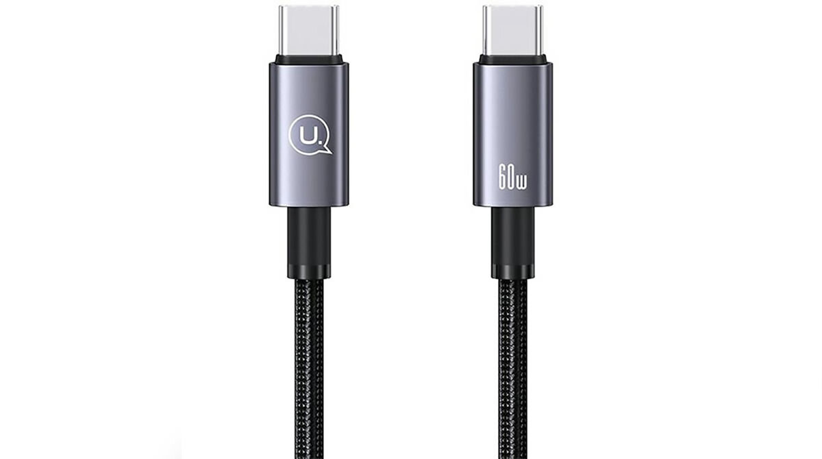 Kabel USB-C - USB-C USAMS US-SJ678 60W Fast Charging 0.25 m Stalowy Smart Chip inteligentne ładowanie regulacja natężenia prądu bezpieczne i efektywne ładowanie