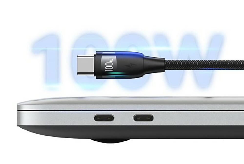 Kabel USB-C/USB - USB-C USAMS U85 100W PD Fast Charge 2 m Czarny Power Delivery maksymalna moc wyjściowa 100 W MacBook Pro inteligentny chip