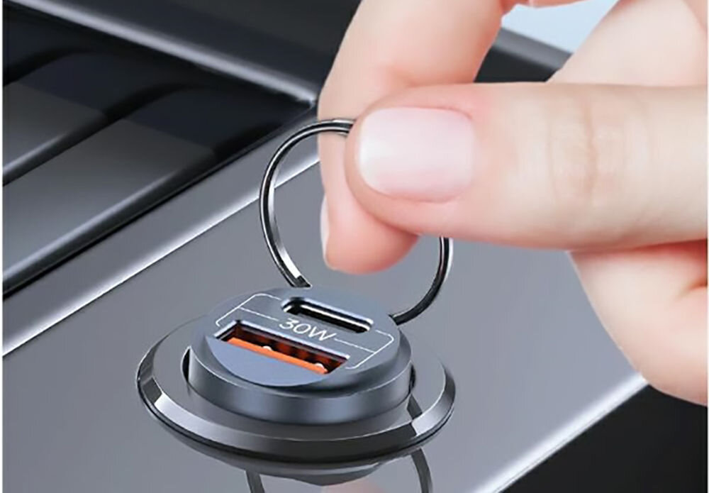 Ładowarka samochodowa USAMS C38 30W PD Fast Charge Stalowy praktyczny pierścień