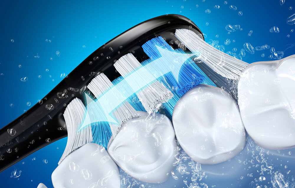 Końcówki do szczoteczki BITVAE BV SDS2 Czarny (4 szt.) miękkie włosie, usuwanie płytki nazębnej, dokładne czyszczenie