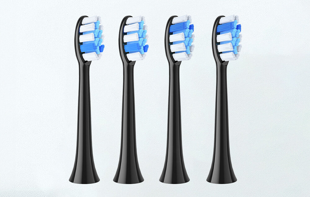 Końcówki do szczoteczki BITVAE BV SDS2 Czarny (4 szt.) dla całej rodziny, regularna wymiana, dla zdrowia jamy ustnej