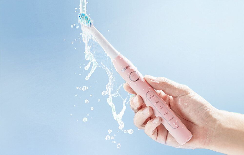 Szczoteczka soniczna BITVAE D2 Różowy 5 trybów pracy do wyboru tryb white pozbycie przebarwień polish poleruje zęby tryb clean do dodziennego czyszczenia intensywnego czyszczenia soft gum care wrażliwe zęby i dziąsła odpowiedni tryb skuteczna komfortowa higiena