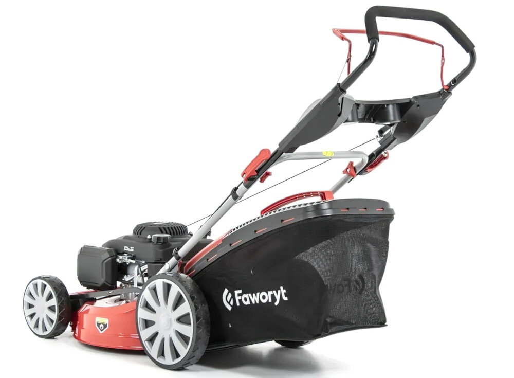 Kosiarka spalinowa FAWORYT SH51P196L-3W1 Loncin V200 510mm 4kW kosiarka widoczna od tyłu pod skosem noże z wysokiej jakości stali wyprofilowane kształtowanie krawędzi tnących szerokość robocza 51 cm
