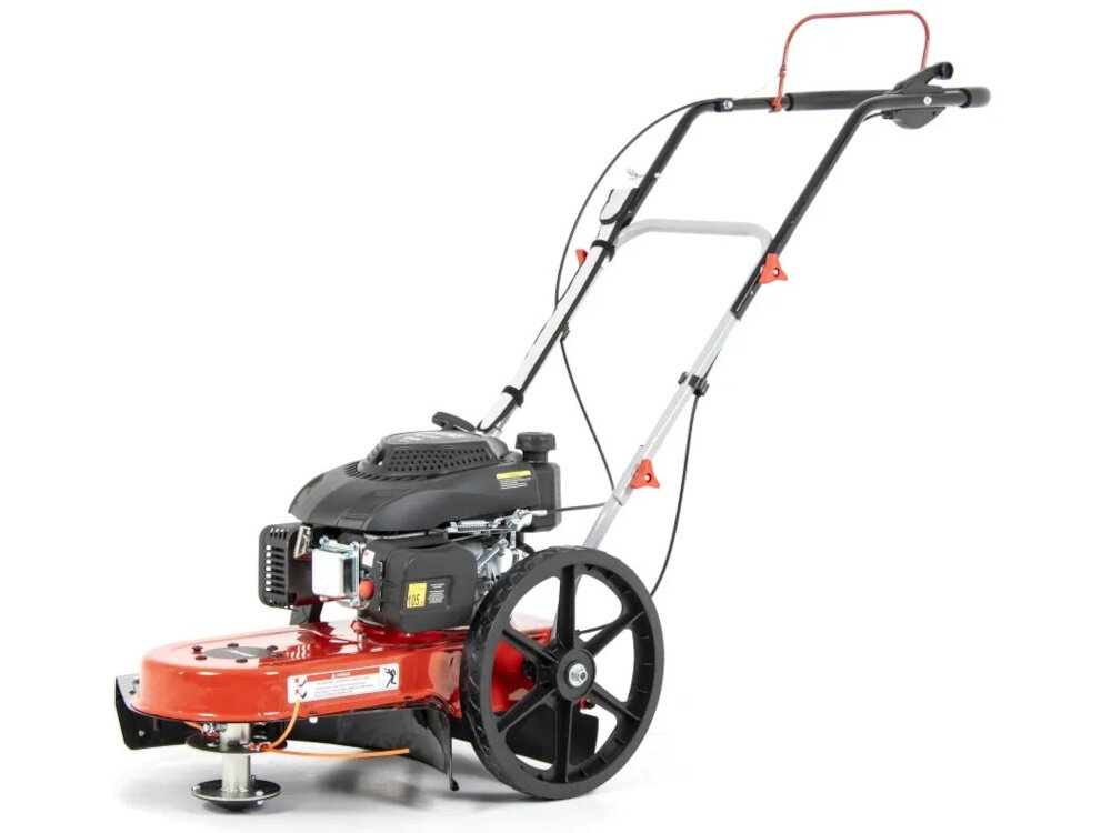 Kosiarka spalinowa Faworyt DK560C 560 mm 3 kW kosiarka na białym tle widoczna od przodu pod skosem do pielęgnacji rozległych trawników łąk i terenów zielonych szybkie i dokładne koszenie solidna konstrukcja wygodne prowadzenie szerokość robocza 56 cm