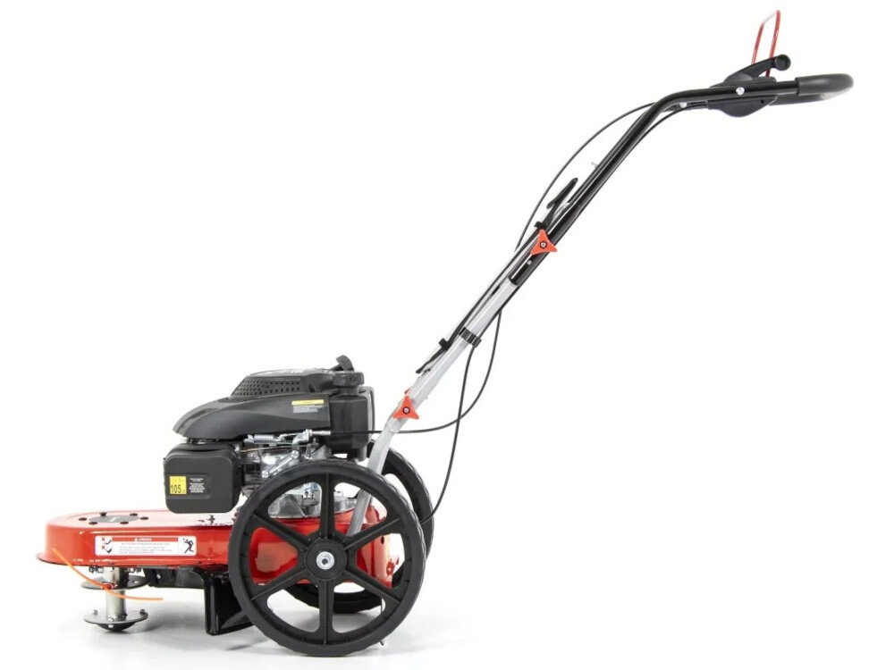 Kosiarka spalinowa Faworyt DK560C 560 mm 3 kW kosiarka na białym tle widoczna z boku ręczny rozrusznik szybkie i pewne uruchomienie silnika koszenie staje się bardziej komfortowe i mniej czasochłonne