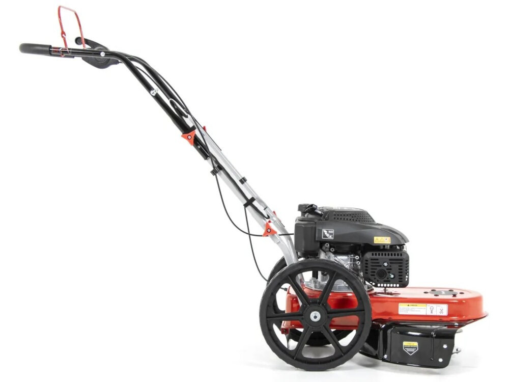 Kosiarka spalinowa Faworyt DK560C 560 mm 3 kW kosiarka na białym tle widoczna z boku ustawienie jednej z trzech wysokości cięcia od 40 do 95 mm precyzyjna regulacja estetyczny wygląd trawy wspiera jej zdrowy wzrost