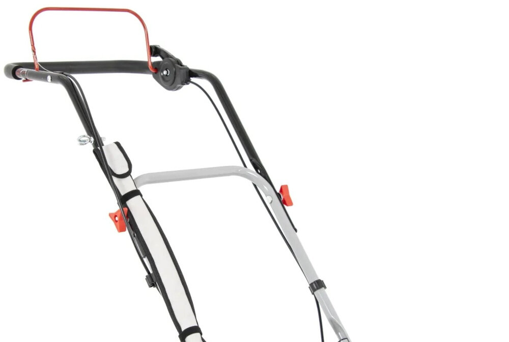 Kosiarka spalinowa Faworyt DK560C 560 mm 3 kW zbliżenie na uchwyt obudowa ze stali ochrona przed uszkodzeniami mechanicznymi i korozją składana rączka waga około 26,5 kg konstrukcja oparta na dwóch kołach