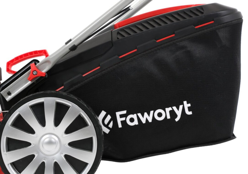 Kosiarka spalinowa FAWORYT SH51N196LE-4W1 Loncin V200 z napędem 510mm 3.7kW siatkowy kosz z tworzywa sztucznego pojemnosc 62 l wskaznik napelnienia kosza