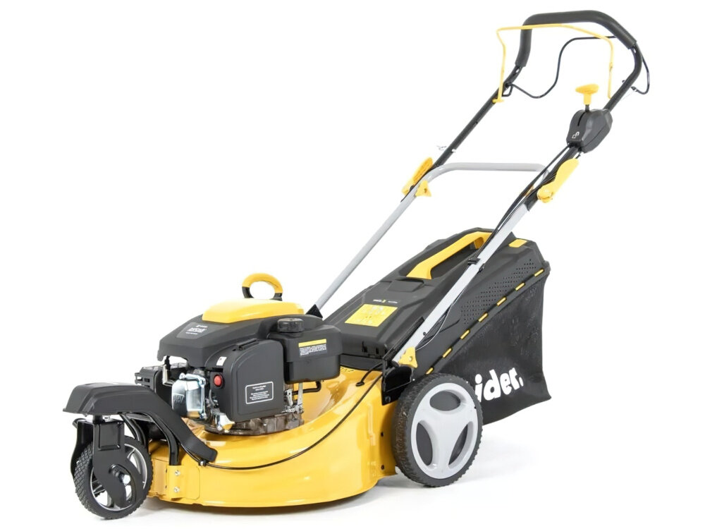 Kosiarka spalinowa LIDER DK20N224T Ducar DV224 510mm 4.4kW kosiarka na białym tle widoczna od przodu pod skosem urządzenie z napędem porusza się samoczynnie możesz skoncentrować się na precyzji i tempie pracy stabilne tempo jazdy równomiernemu cięciu trawy