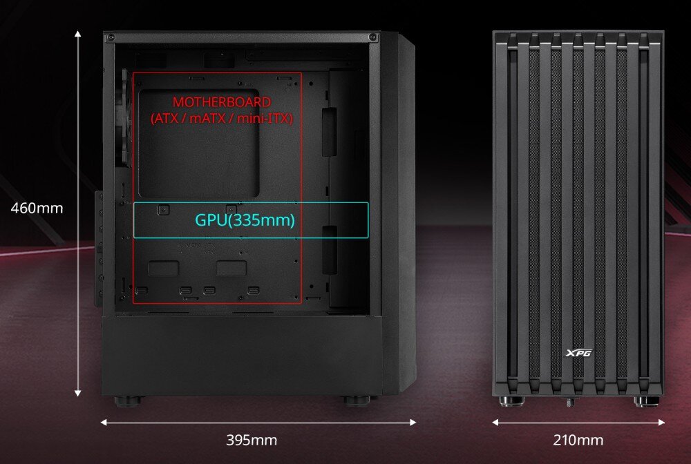 Obudowa ADATA XPG VALOR Storm Czarny materiały wykonanie zarządzanie kablami organizacja