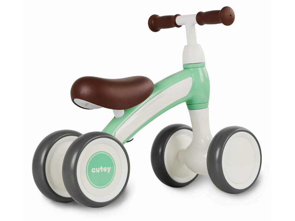 Rowerek biegowy QPLAY Cutey Retro Zielony niewielki wspiera rozwoj rownowagi koordynacji pewnosci siebie radosc z jazdy przemyslana konstrukcja wyjatkowe funkcje dla dzieci w wieku od 1 do 3 lat maksymalna waga do 20 kg