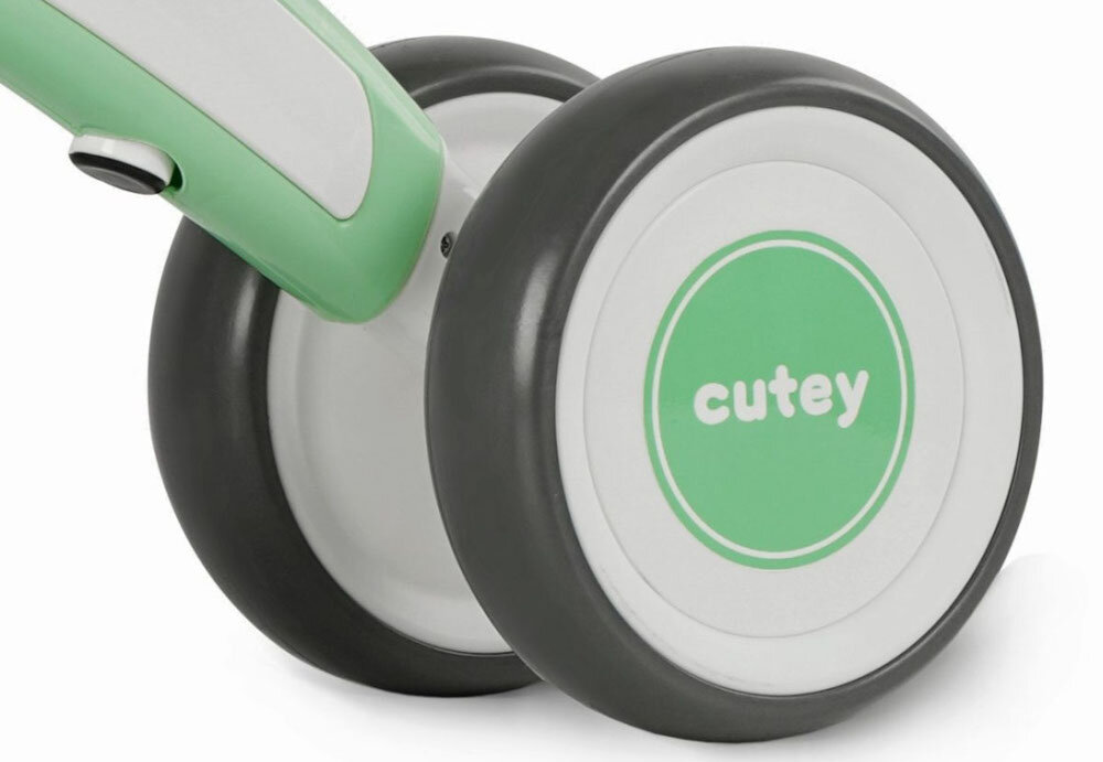 Rowerek biegowy QPLAY Cutey Retro Zielony kola cztery stabilne z pianki EVA 6-calowe trwale ciche ogranicznik skretu kierownicy bezpieczenstwo