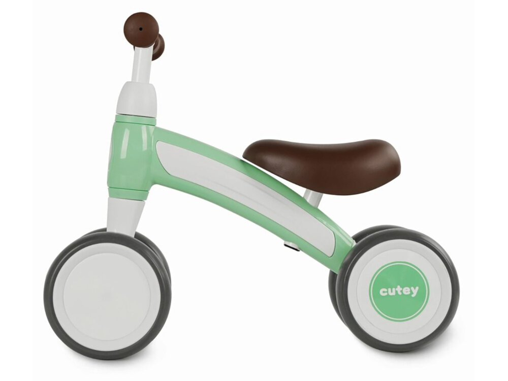 Rowerek biegowy QPLAY Cutey Retro Zielony stalowa rama obudowa z wysokiej jakosci tworzywa sztucznego wytrzymalosc lekkosc waga 2,2 kg oplywowy ksztalt zaokraglone elementy rozwoj radosc lekki wygodny bezpieczny