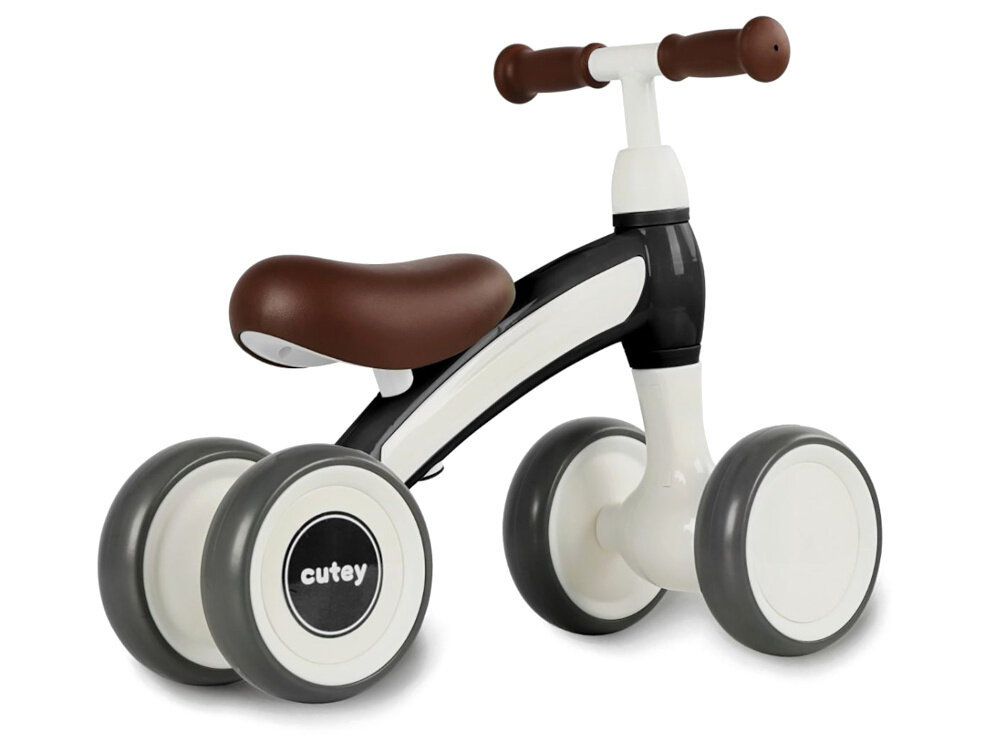 Rowerek biegowy QPLAY Cutey Retro Czarny niewielki wspiera rozwoj rownowagi koordynacji pewnosci siebie radosc z jazdy przemyslana konstrukcja wyjatkowe funkcje dla dzieci w wieku od 1 do 3 lat maksymalna waga do 20 kg