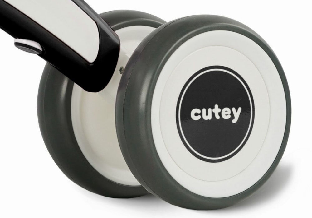 Rowerek biegowy QPLAY Cutey Retro Czarny kola cztery stabilne z pianki EVA 6-calowe trwale ciche ogranicznik skretu kierownicy bezpieczenstwo