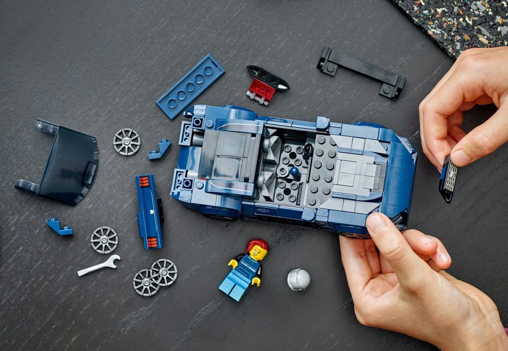 LEGO 76920 Speed Champions Sportowy Ford Mustang Dark Horse klocki elementy zabawa łączenie figurki akcesoria figurka zestaw
