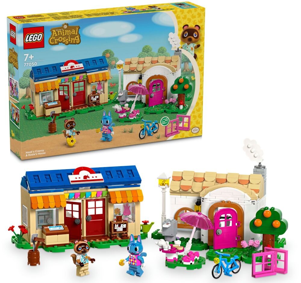 LEGO 77050 Animal Crossing Nook-s Cranny i domek Rosie klocki elementy zabawa łączenie figurki akcesoria figurka zestaw budowanie instrukcja rozwój przebudowa