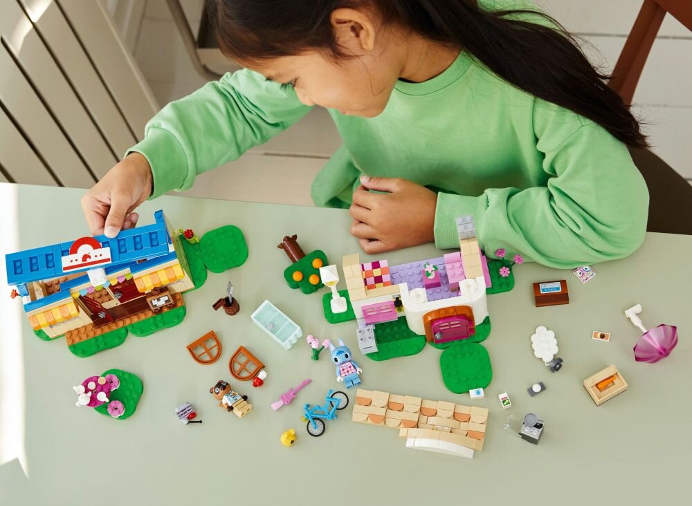 LEGO 77050 Animal Crossing Nook-s Cranny i domek Rosie klocki elementy zabawa łączenie figurki akcesoria figurka zestaw budowanie instrukcja rozwój przebudowa