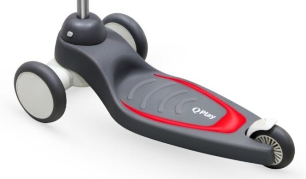 Hulajnoga dla dzieci QPLAY Mika Czerwony 3 kolka dwa z przodu jedno z tylu kauczukowe rozmiar 120 mm na przodzie 85 mm na tyle z wysokiej jakosci tworzywa odpowiednia przyczepnosc odporne na uszkodzenia