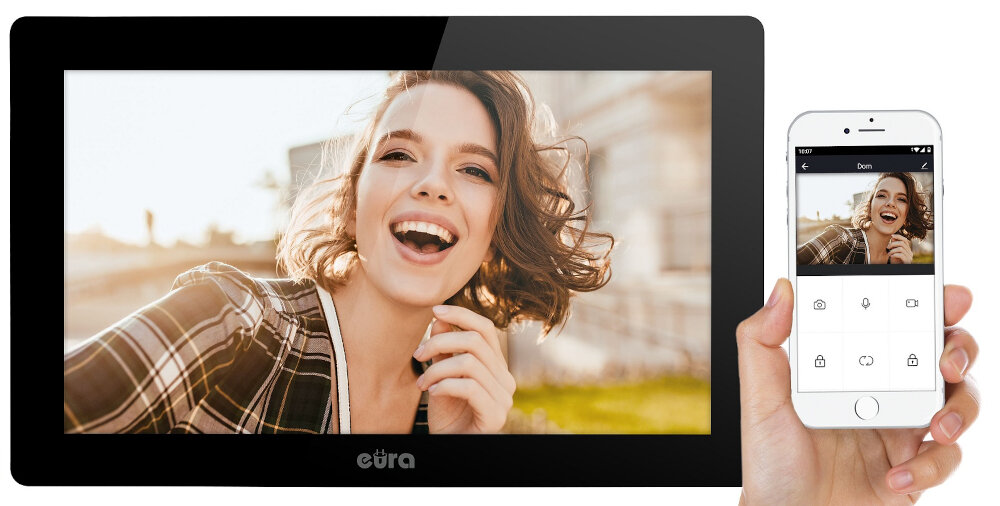 Wideodomofon EURA VDP-86A3 Czarny wbudowany modul WiFi obsluga za pomoca aplikacji Tuya Android iOS