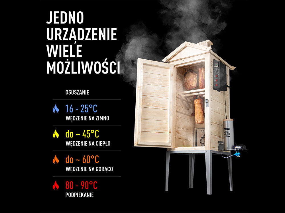 Wędzarnia BROWIN 330339 mozliwośc wyboru trybu wędzenia na zimno ciepło i gorąco wszechstronne narzędzie wędzenie an zimno długoterminowe przechowywanie produktów wędzenie na ciepło i gorąco szybkie przygotowanie smacznych dań funkcja podpiekania różnorodne procesy obróbki termicznej