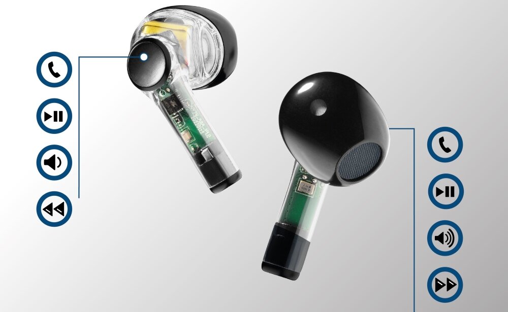 Słuchawki douszne CELLULARLINE Fine intuicyjna obsługa Touch Control szybkie kontrolowanie wygoda obsługi dostosowanie ustawień