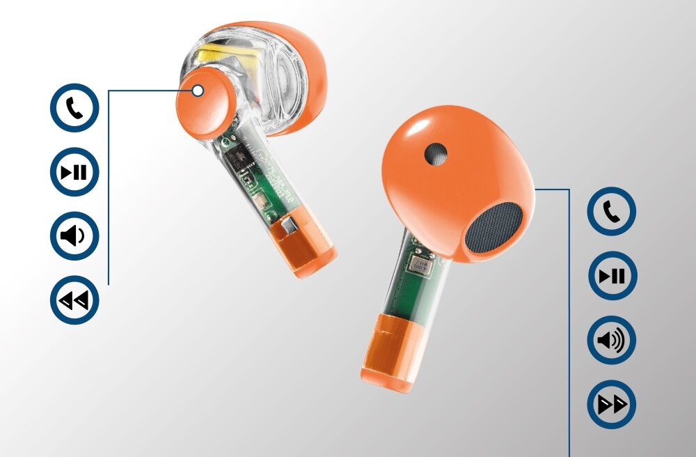 Słuchawki douszne CELLULARLINE Fine intuicyjna obsługa Touch Control szybkie kontrolowanie wygoda obsługi dostosowanie ustawień
