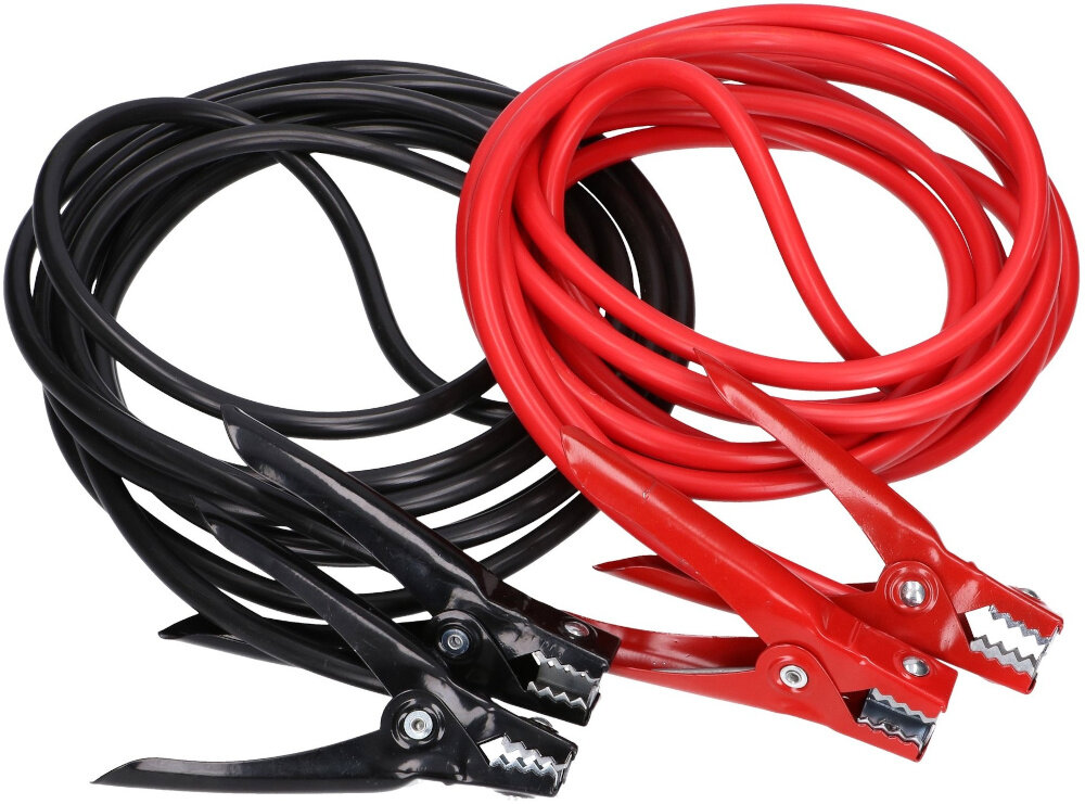 Przewody rozruchowe EXTRALINK EX.31948 przewody na białym tle maksymalne natężenie prądu do 400 AMP zastosowanie w pojazdach benzynowych o pojemności do 3,0 l w silnikach diesla do 2,2 l szybki i bezpieczny rozruch auta bez ryzyka uszkodzenia instalacji