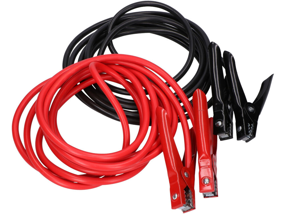 Przewody rozruchowe EXTRALINK EX.31948 przewody na białym tle kompatybilne z pojazdami z instalacją 12 V i z 24 V wszechstronne narzędzie do użytku w samochodach osobowych dostawczych maszynach rolniczych kamperach komfort i bezpieczeństwo użytkowania