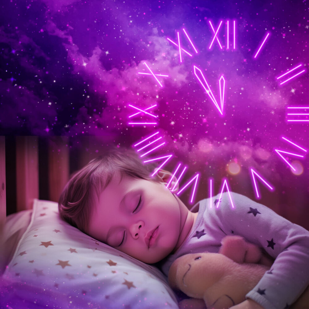 Projektor gwiazd EXTRALINK Home Astronauta Rakieta 07 śpiące dziecko na tle nieba różnokolorowe światło LED funkcja timera urządzenie samo się wyłączy kosmiczne projekcje pomagają w relaksie i zasypianiu
