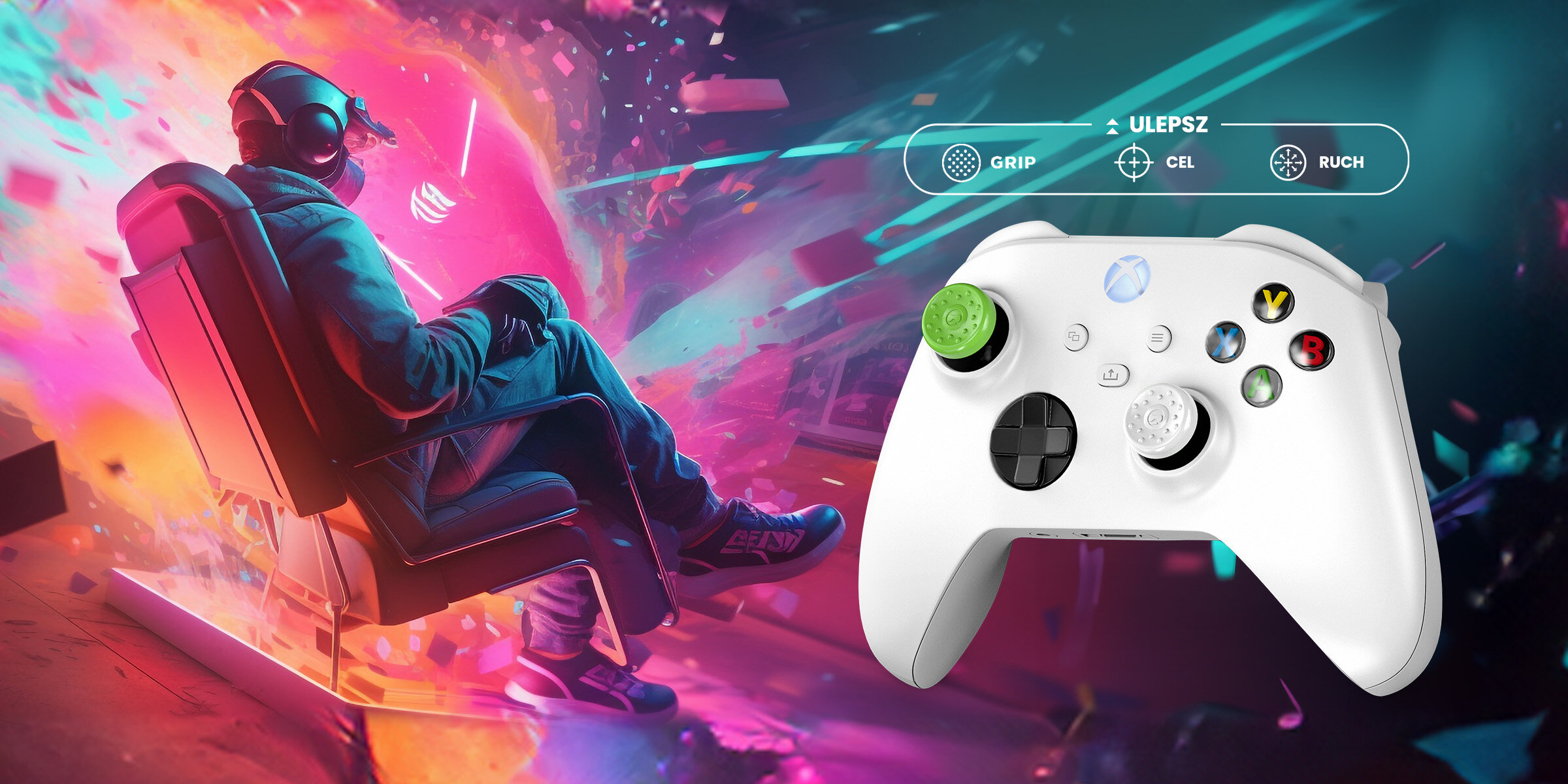 Nakładki na analogi KONTROLFREEK No-Slip do padów Xbox One/Xbox S/X montaż instrukcja