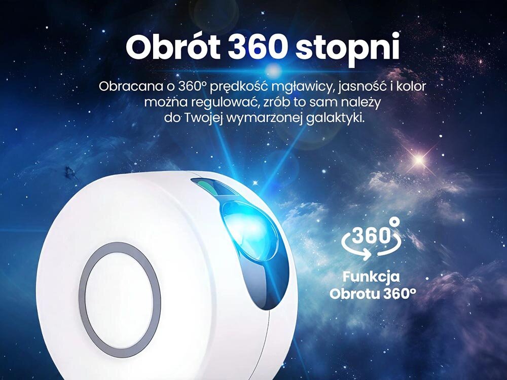 Projektor gwiazd EXTRALINK Home 08, timer, prędkość, tryby, oszczędność, Obrót 360° projektora gwiazd, regulacja jasności i koloru, tryby galaktyk.