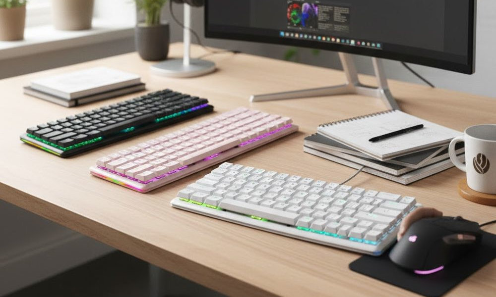 Klawiatura RAMPAGE Rebel - klawiatura w trzech wariantach kolorystycznych na biurku