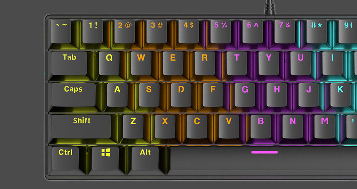 Klawiatura RAMPAGE PLOWER K60 wytrzymałość 50 milionów kliknięć wymiary 290 x 120 x 39 mm 1,5 metrowy przewód USB-A