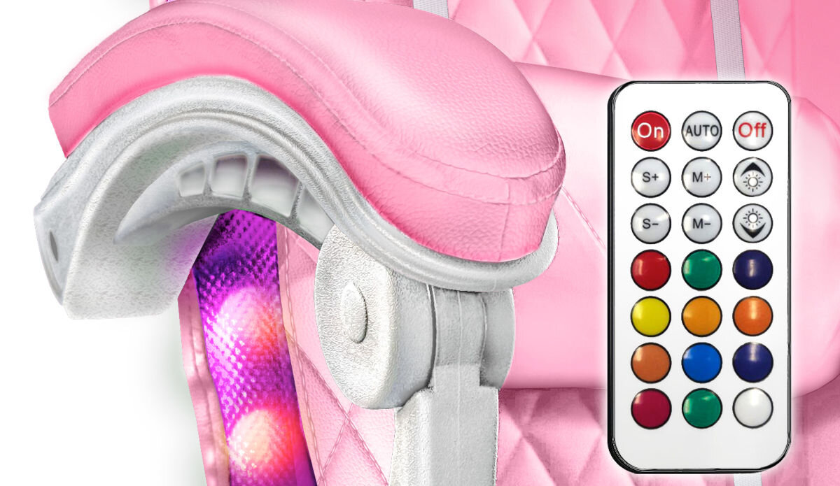 Fotel COBRA WS8151 RGB + BT Głośniki Różowy oświetlenie RGB sterowane pilotem