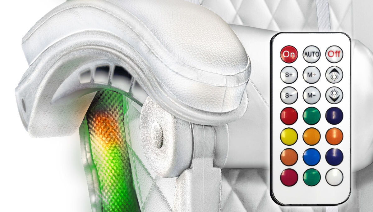 Fotel COBRA WS8153 RGB + BT głośniki Biały oświetlenie RGB sterowane pilotem