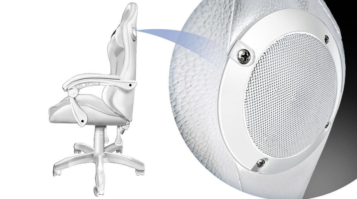 Fotel COBRA WS8153 RGB + BT głośniki Biały wbudowane głośniki Bluetooth