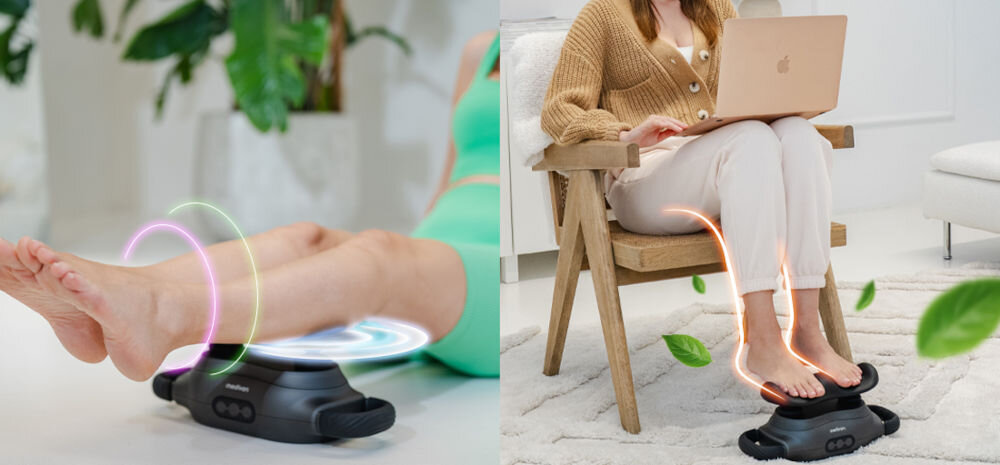 Masażer MEDIVON Force komfort wsparcie w walce ze zmęczonymi mięśniami regeneracja całego ciała terapia perkusyjna intensywny masaz mięśni natychmiastowa ulga po pracy dwie platformy wibracyjne efektywny masaż nóg pośladków brzucha inne obszary regeneracja po treningach i długim dniu