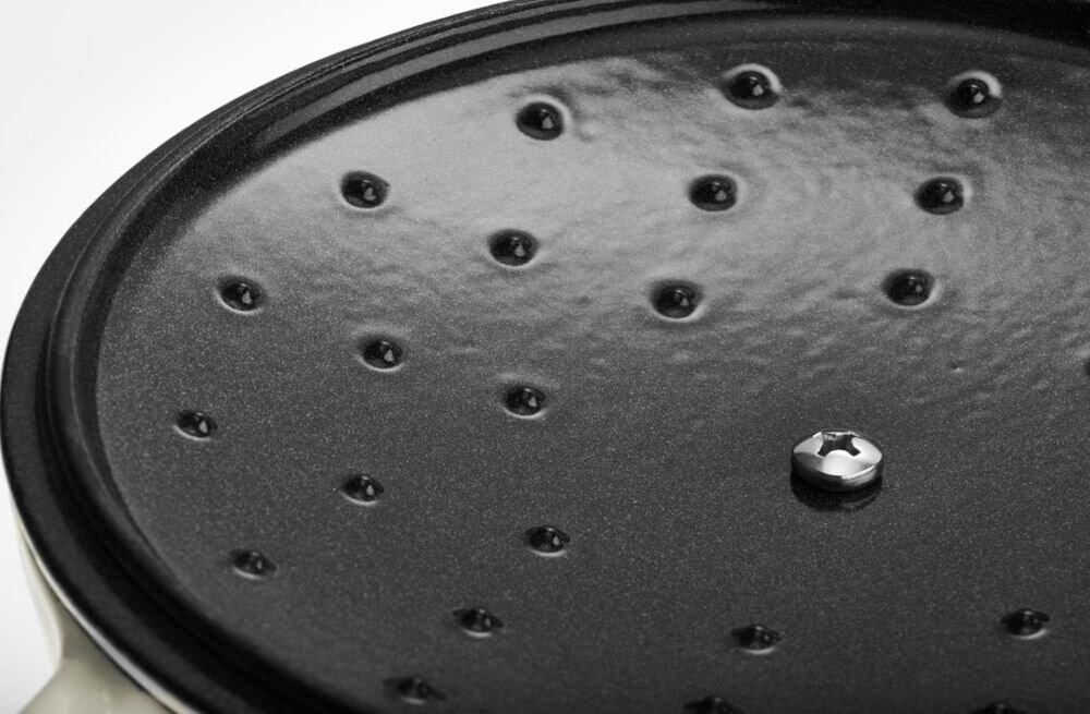 Garnek GERLACH Natur Iron 21 cm troska o zdrowie wytrzymałość natury żeliwo pokryte emalią dla osób uczulonych na nikiel doskonale trzyma ciepło do duszenia smażenia potraw możliwe używanie w piekarniku system cyrkulacji pary wodnej w pokrywce zdrowe gotowanie w zgodzie z naturą