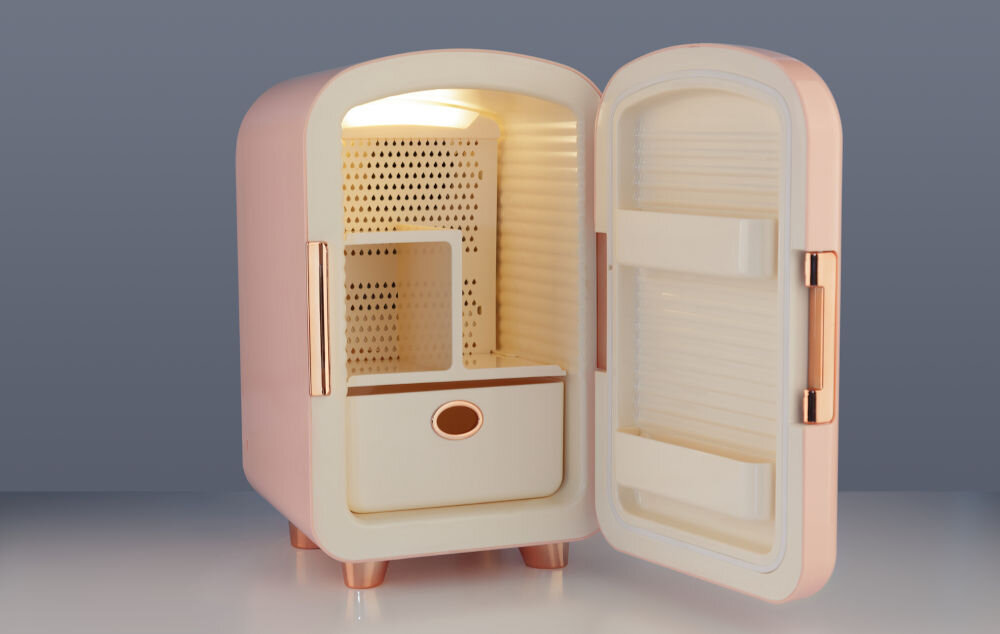 Lodówka kosmetyczna BEAUTIFLY Blush Cosmetic Refrigerator With Led Mirror oszczędnośc przestrzeni półki maksymalizacja funkcjonalności segregacja produktów szybki łatwy dostęp do kosmetyków porządek idealna organizacja zawsze pod ręką praktyczne półki oszczędnosć miejsca oszczędność czasu porządek elegancja   
