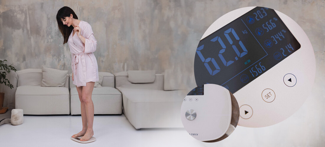 Waga BEAUTIFLY SlimSense wyświetlacz lcd 4 elektrody szkło hartowane