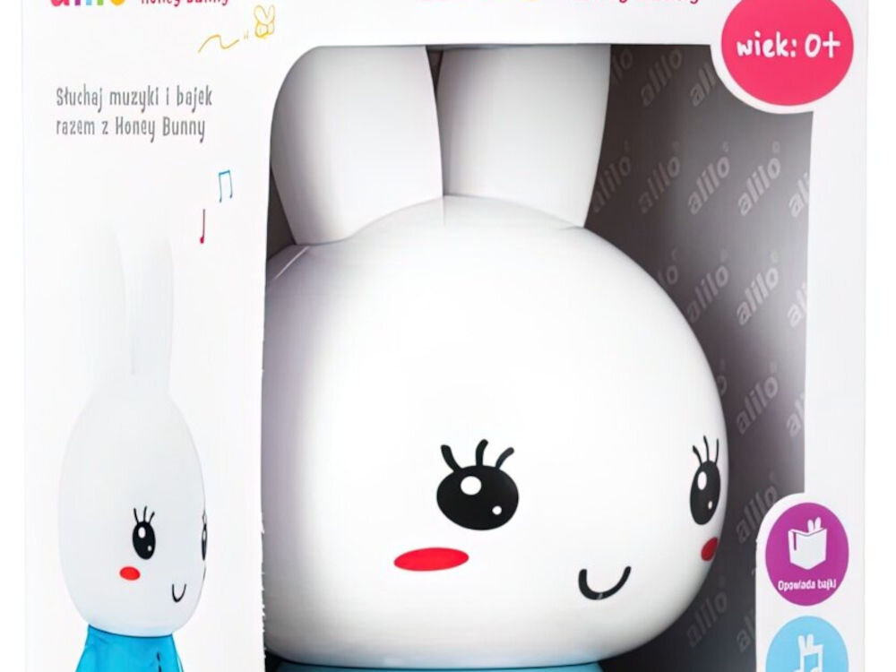 Zabawka interaktywna ALILO Honey Bunny G6 JASNY NIEBIESKI przygotowany na długą przyjaźń z maluchem bezpieczne tworzywo ABS zamiast futerka 30 razy mocniejsze niż zwykły plastik