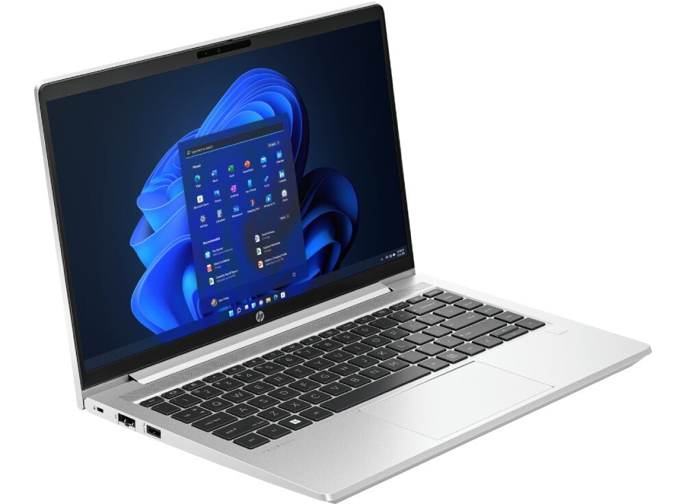Laptop HP ProBook 440 G10 Laptop otwarty pod lekkim kątem, prezentujący klawiaturę, ekran i konstrukcję obudowy, łączność, Wi-Fi 6E, Bluetooth 5.2, sieć