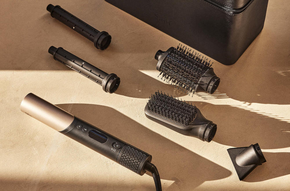 Suszarko-lokówka SILK'N SilkyAir Flex Złoty Funkcja pamięci 3-metrowy obrotowy kabel etui przechowywanie