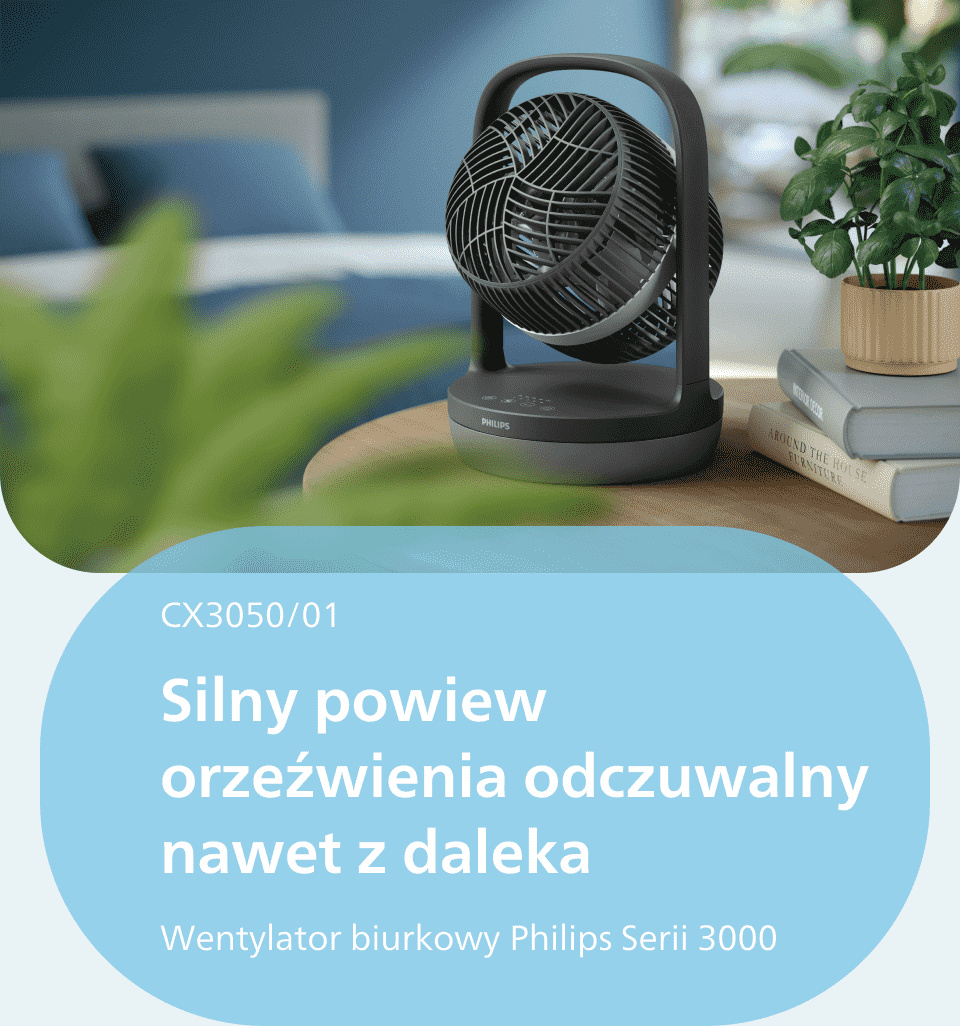 Wentylator biurkowy Philips Seria 3000 dostępny w sklepach Media Expert Wentylator biurkowy Philips Seria 3000 dostępny w sklepach Media Expert
